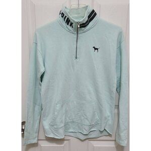 Victoria's Secret PINK Women's Quarter Zip‎ Pullover Sweatshirt Blue Size XS
